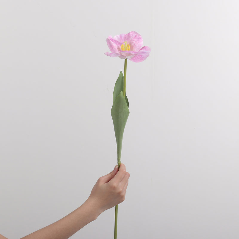 Single Stem PU Tulip, Realistic Artificial Flower, 26" Tall, Perfect for Weddings & Home Decor