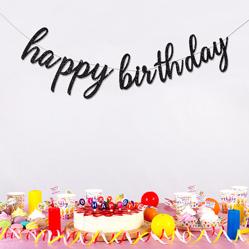 Bulk Glitter Happy Birthday Banner for Birthday Party Decorations Sparkling Party Supplies and Background Decor Wholesale