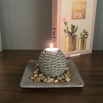 Bulk Wooden Ball-Shaped Candle Holder with Tray Centerpieces for Home Decor Wedding Party Events Wholesale