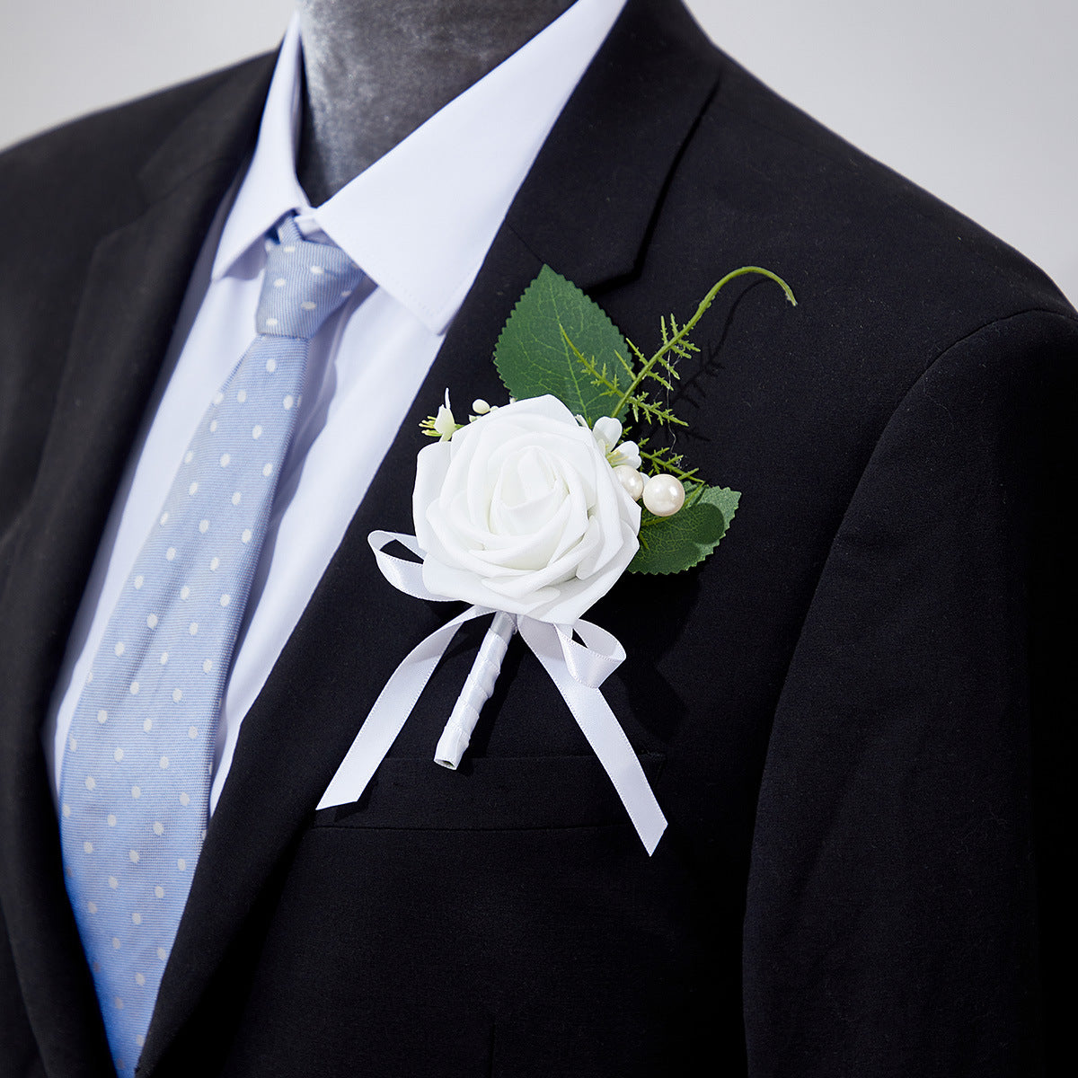 Premium 6 Pcs Men's Boutonniere High Quality Silk Rose Wedding Groomsmen Corsage Prom Anniversary Events Durable Floral Accessories