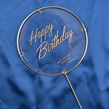 Happy Birthday Gold Foil Metal Round Cake Topper - 5 Pack | White & Clear | Baking Party Decor