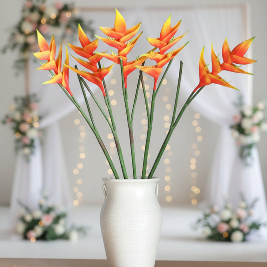 5-Pack Artificial Bird of Paradise Flowers - Faux Crane Flower Decor for Weddings & Windows