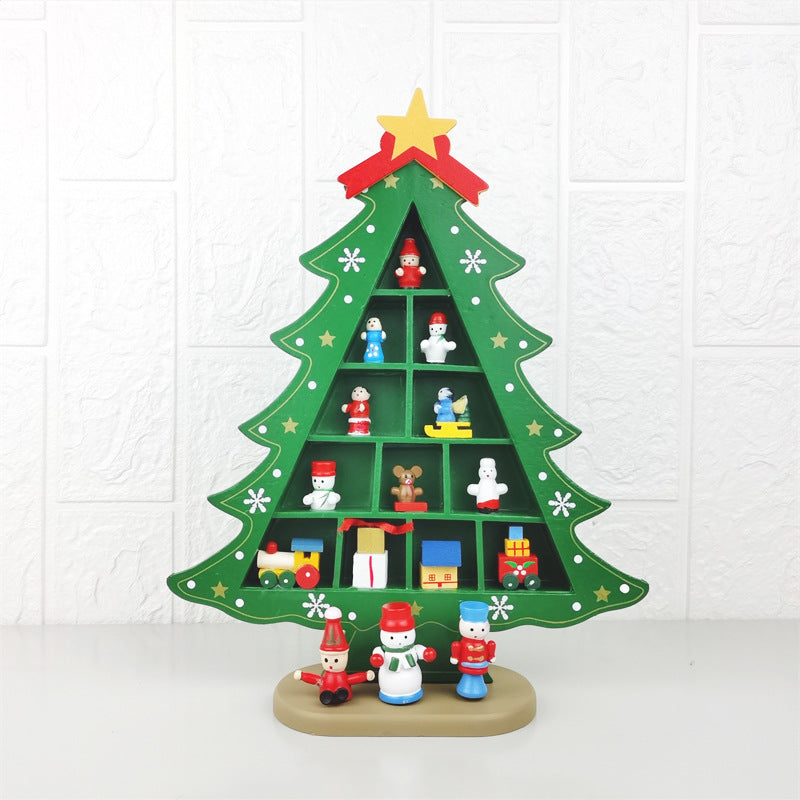 Plaid Christmas Tree with Doll Ornaments Set, Holiday Desktop Decor, Bulk Quantity