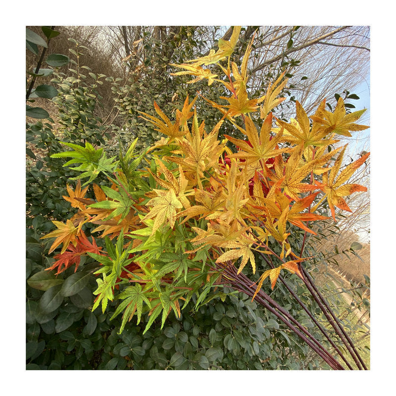 Single Stem Artificial Maple Leaf Branch, 38 Blooms, 39" Tall, Silk-Like Fabric, Perfect for Weddings, Home Decor, and Events