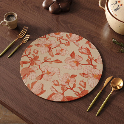Heat-Resistant Round Placemats (13"x13") - Waterproof Oil-Proof Thickened Chinese Style Table Mats for Dining & Hotel