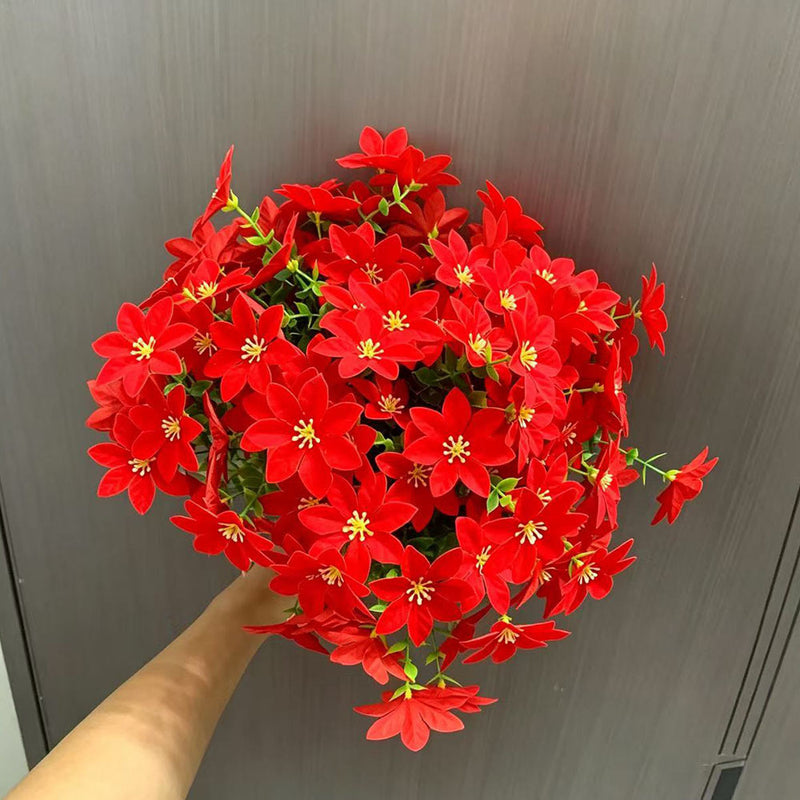 Artificial Poinsettia Eucalyptus Stem, 12" Single Spray with 3 Blooms, Pack of 10 Stems for Christmas Decor, Wedding Arrangements & Home Styling