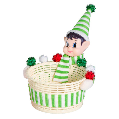 Christmas Elf Candy Basket - Festive Treat Holder for Holidays (5.1” x 4.3” x 2.8”)