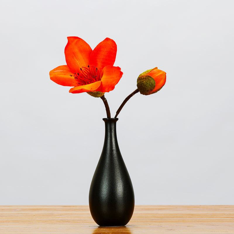 Single Stem Silk-Like Cotton Flower, 14" Tall, 2 Blooms, Ideal for Weddings, Home Decor, and Events