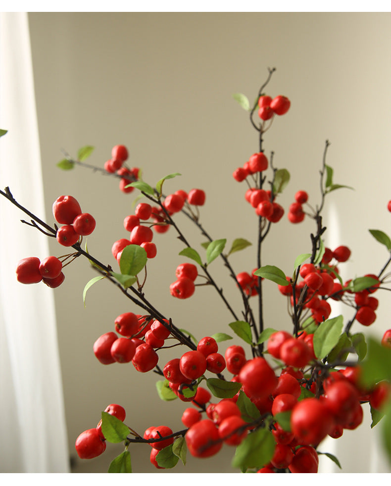 Artificial Crabapple Stem with 36 Blooms, 41" Long Single Branch Faux Silk Floral, Rustic Decor for Home Wedding Centerpiece