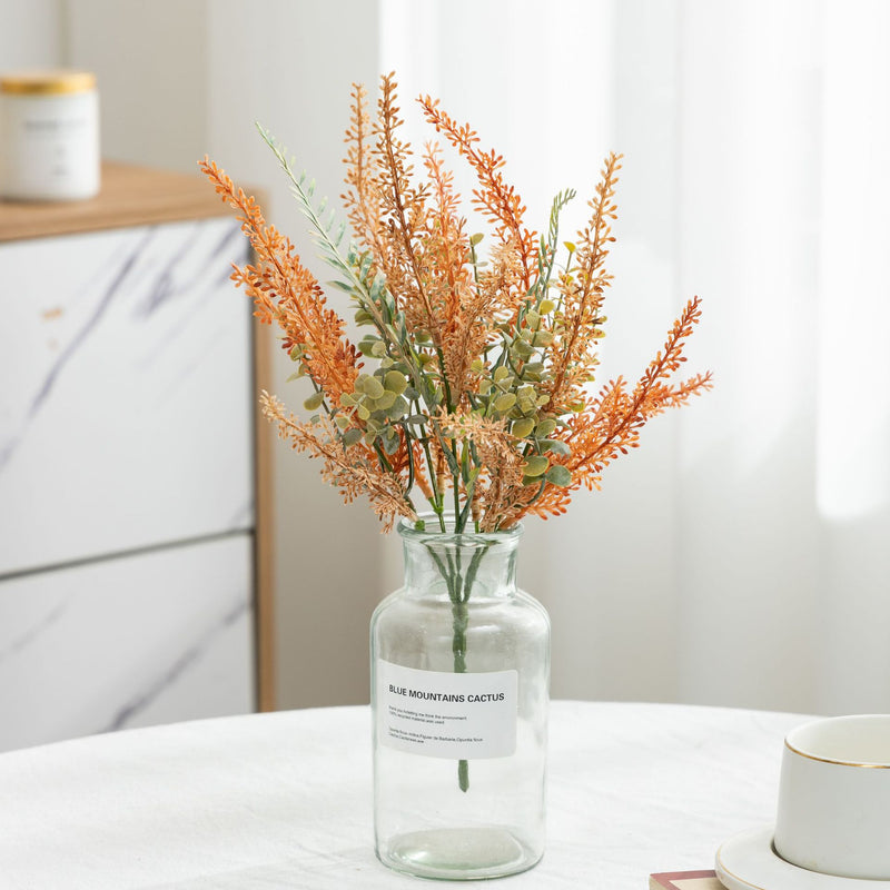 Artificial Eucalyptus & Fern Greenery Bush, Mixed Plastic and Iron Stem, Nordic Rustic Style for Home & Wedding Decor