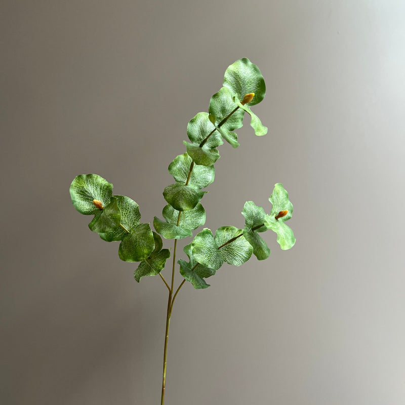 Artificial Eucalyptus Bush, 3-Prong Faux Greenery Branch, Home, Wedding & Floral Arranging Decor