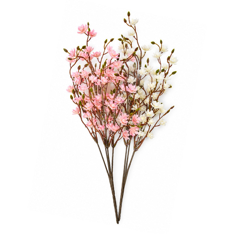 Artificial Cherry Blossom Bush, 46cm, PE Plastic, Perfect for Weddings, Home Decor, and Commercial Spaces