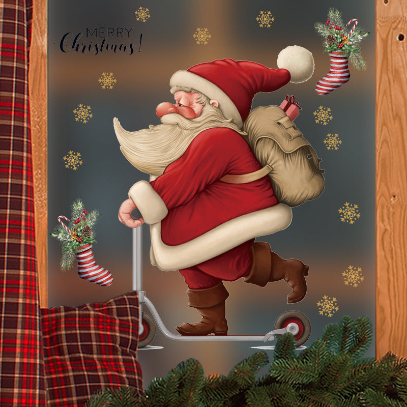 Christmas Santa & Snowflake Window Stickers - Festive Decor for Holiday & New Year