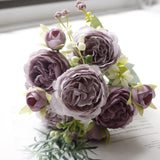 Premium Real Touch 6 pcs Silk Roses Luxury Wedding Bridal Bouquets & Persian Décor Centerpiece for Vase Table Arrangements