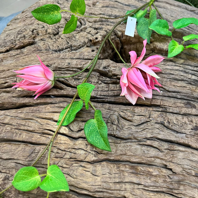 Artificial Clematis Stem, 35" Realistic Silk Flower for Home Decor, Wedding Centerpieces & Commercial Displays, Set of 3 Blooms