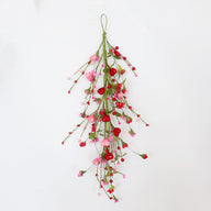 Valentine’s & Mother’s Day Paper Flower Heart Garland - 24 Inch | Handmade Wall Decor with Foam Berries