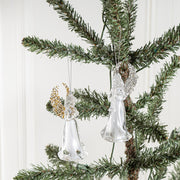 Crystal Clear Angel Christmas Ornaments with Gold Wings, Bulk Holiday Tree Hanging Pendants, Wholesale Set