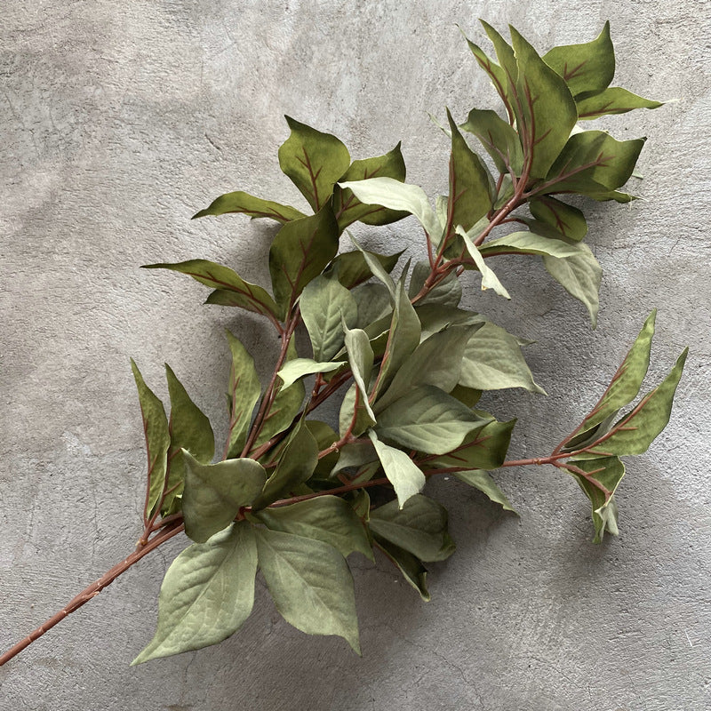 Single Stem Faux Hazel Leaf, 100cm Long, Velvet Fabric, Perfect for Weddings, Home Decor, and Commercial Displays