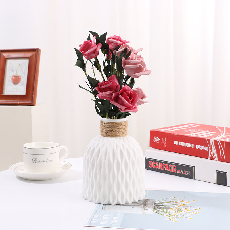 Bulk 2 Pcs Water Ripples Vase with Textured Rope Bottle for Home Party Table Decor Wholesale