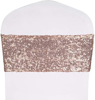 Bulk 2 Pcs Stretch Sequin Chair Sashes Glitter One-Sided Sequins Chair Bands Wholesale