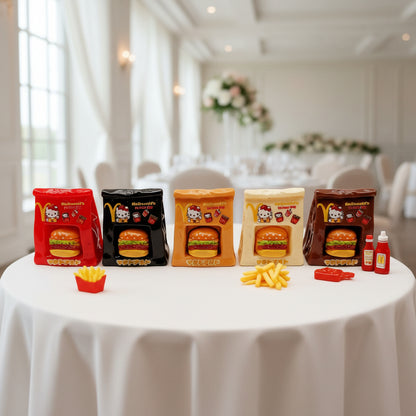 10Pcs 3D Mini McDonald's Hamburger Paper Bag Resin Charms | Wedding Decor for Dessert Table & Miniature Wedding Scene