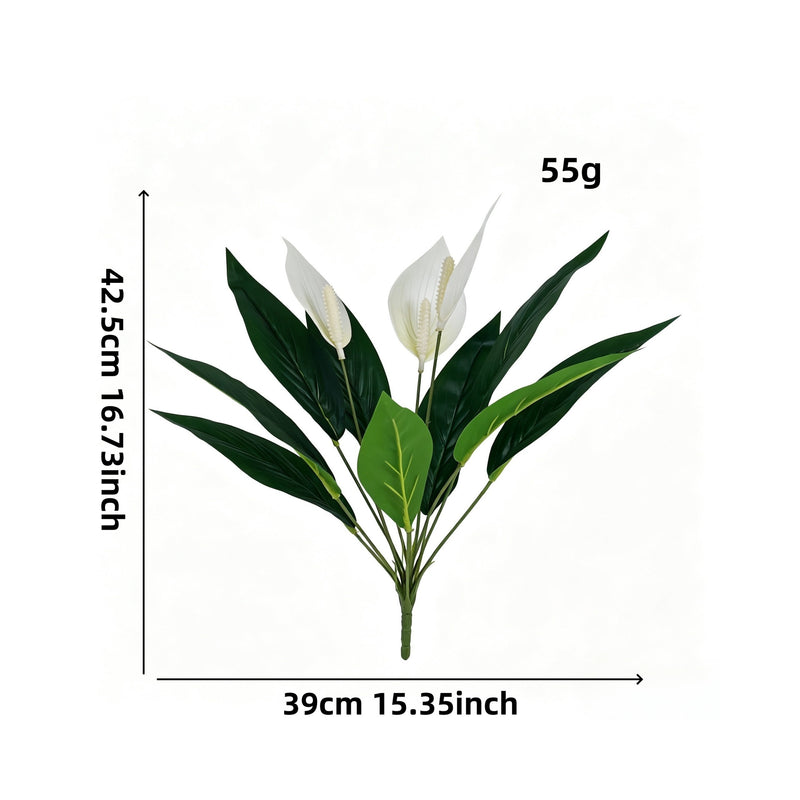 Artificial Anthurium Plant, 12-Bloom Bush, 17" Tall, PE/PVC Material, Indoor Decor for Home, Office, Events