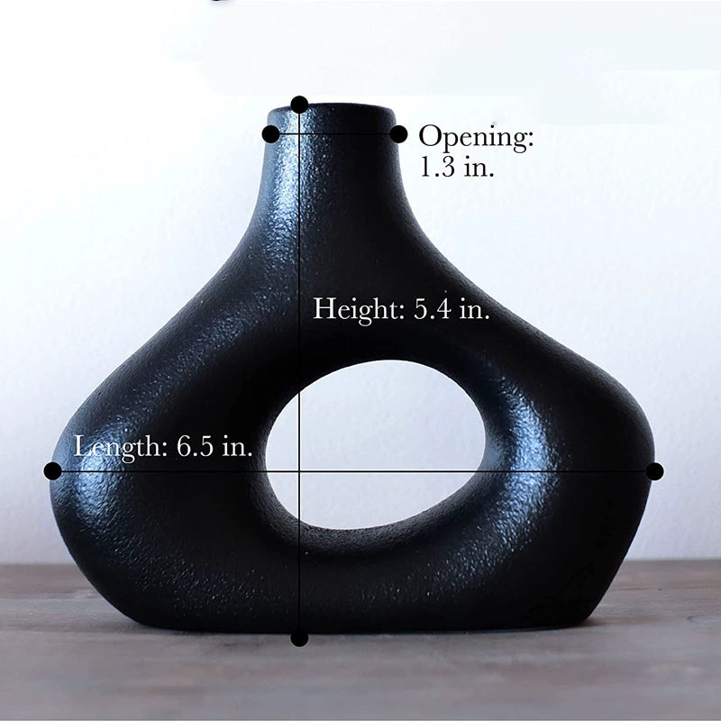 Bulk Nordic Donut Vase Handmade Ceramic Hollow Vases for Olive Branches & Table Centerpieces Minimalist Modern Home Decor for Wedding Shelf Office Console Entryway Sculptural Neutral Décor Wholesale