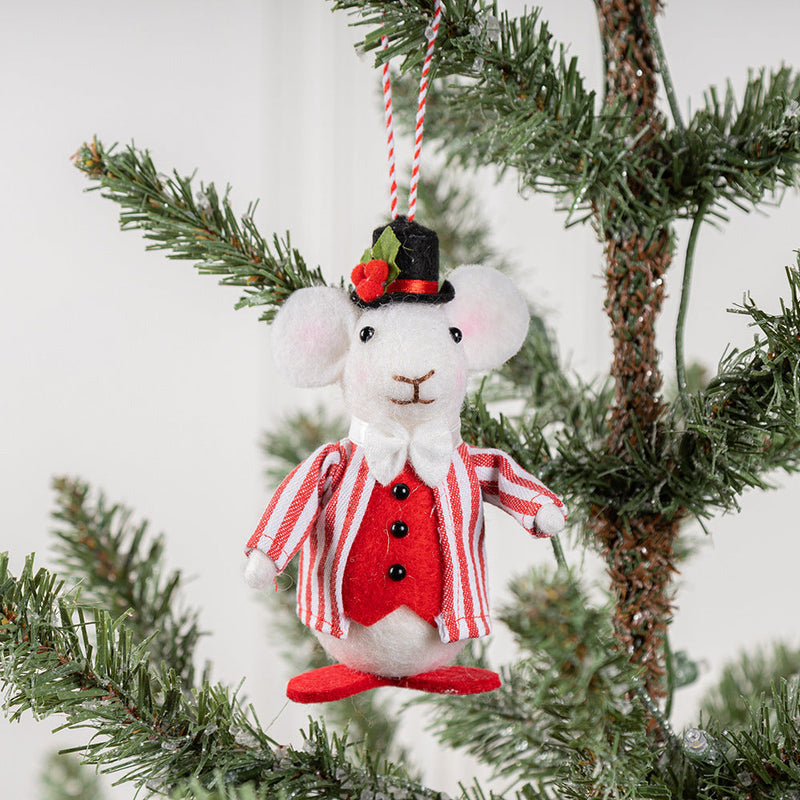 Bulk Christmas Felt Mice Ornaments 12 Pcs Hanging Decor for Tree Wreath Home Party Supplies