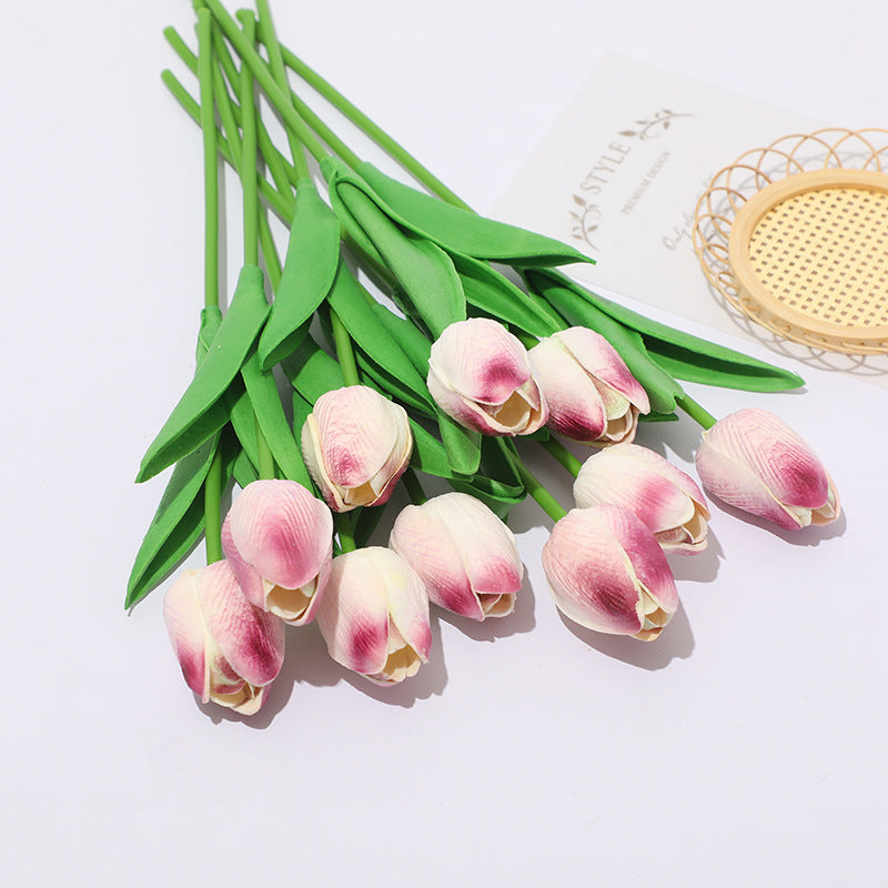 Bulk 20Pcs Silk Tulips  Artificial Flowers Bendable Stem for Mother's Day  Wedding Centerpiece Home Decor Wholesale