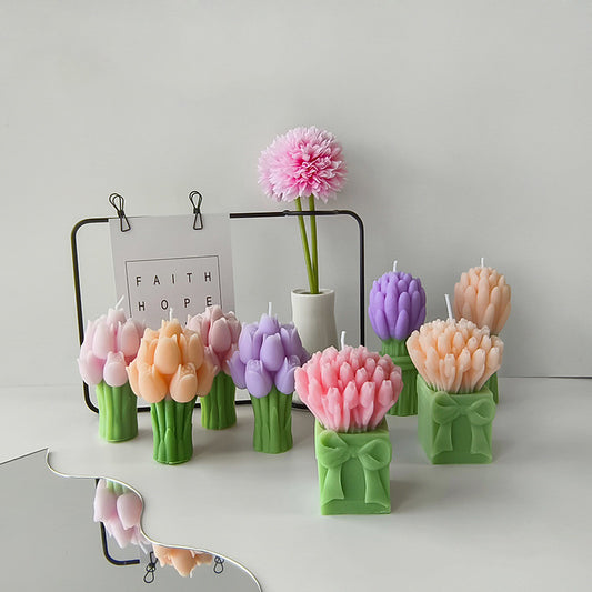 Tulip Bouquet Scented Candle (3 Sizes) - Ins Vibe Valentine's Day Gift Flower Candle Cup