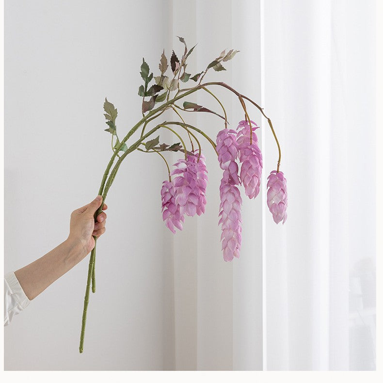 Artificial Hops Single Stem with 5 Blooms, 20" Tall, PU Material, Indoor/Outdoor Use, Wedding & Event Decor