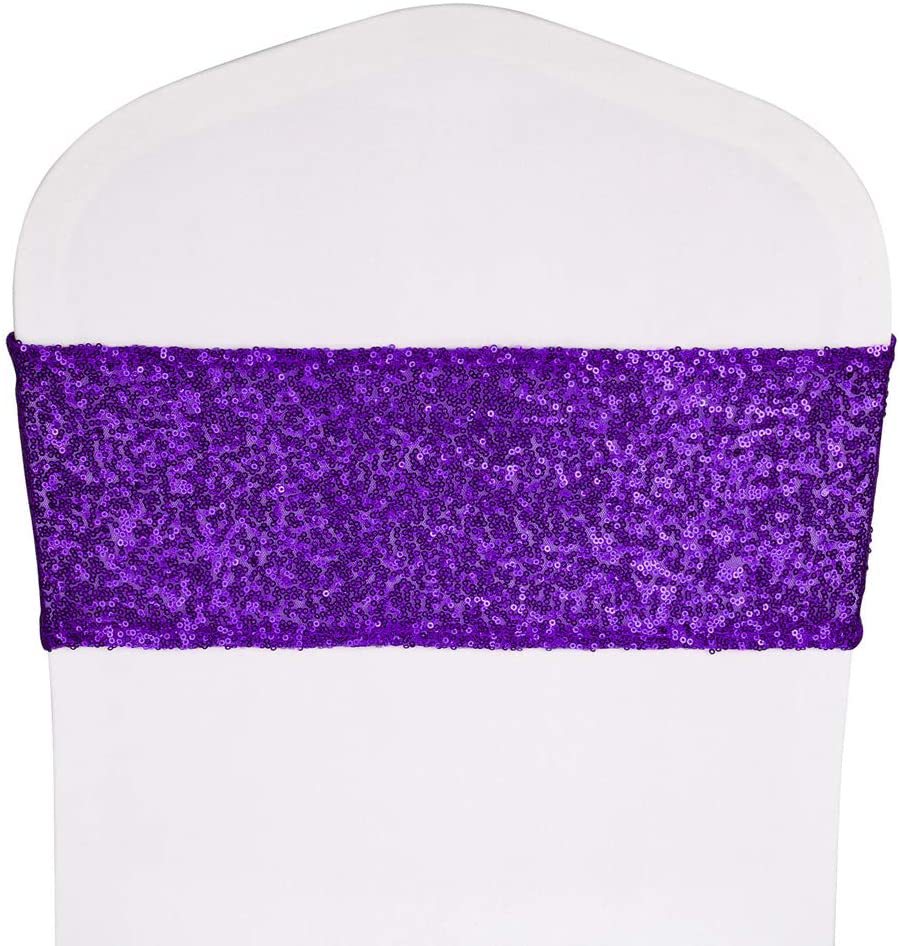 Bulk 2 Pcs Stretch Sequin Chair Sashes Glitter One-Sided Sequins Chair Bands Wholesale