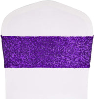 Bulk 2 Pcs Stretch Sequin Chair Sashes Glitter One-Sided Sequins Chair Bands Wholesale
