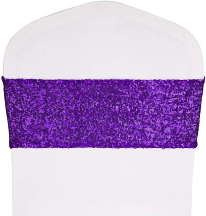 Bulk 2 Pcs Stretch Sequin Chair Sashes Glitter One-Sided Sequins Chair Bands Wholesale