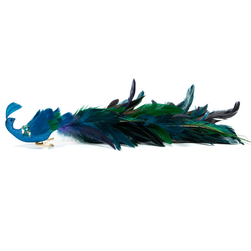Artificial Long Tail Blue Peacock Ornaments 12 Inch 6 Pcs Christmas Hanging Decorations