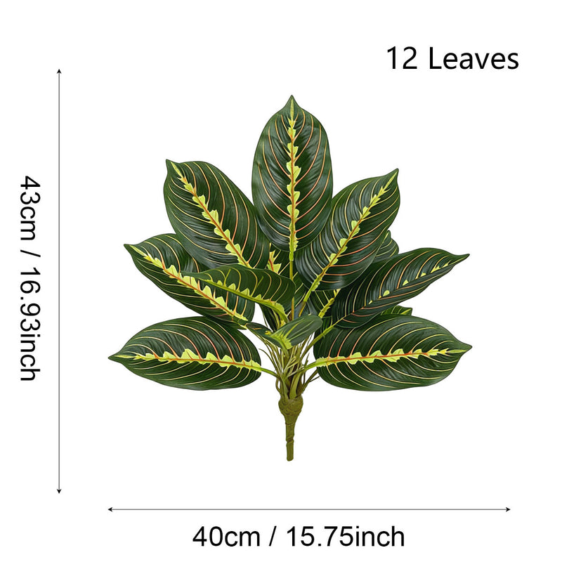 Artificial Calathea Plant, 17 Inch Tall, Realistic Plastic Greenery for Home, Office, Wedding Decor