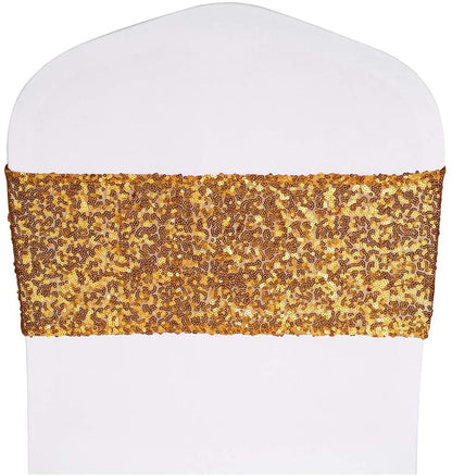 Bulk 2 Pcs Stretch Sequin Chair Sashes Glitter One-Sided Sequins Chair Bands Wholesale