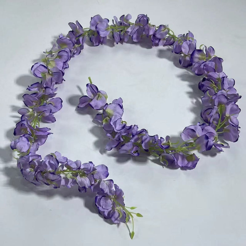 Artificial Wisteria Garland Vine, 59" Long with 168 Blooms, Silk-Like Fabric, for Weddings, Home & Event Decor