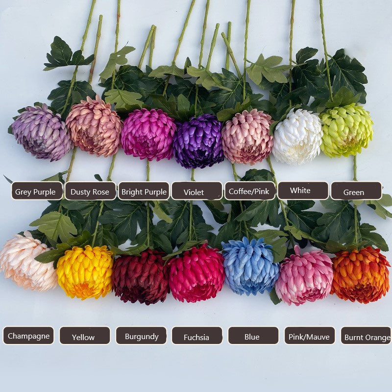 5 Pcs Faux Chrysanthemum Kiku Flower Buds Stems, 14 Colors, 14 Inch Artificial Autumn Flowers for Centerpiece