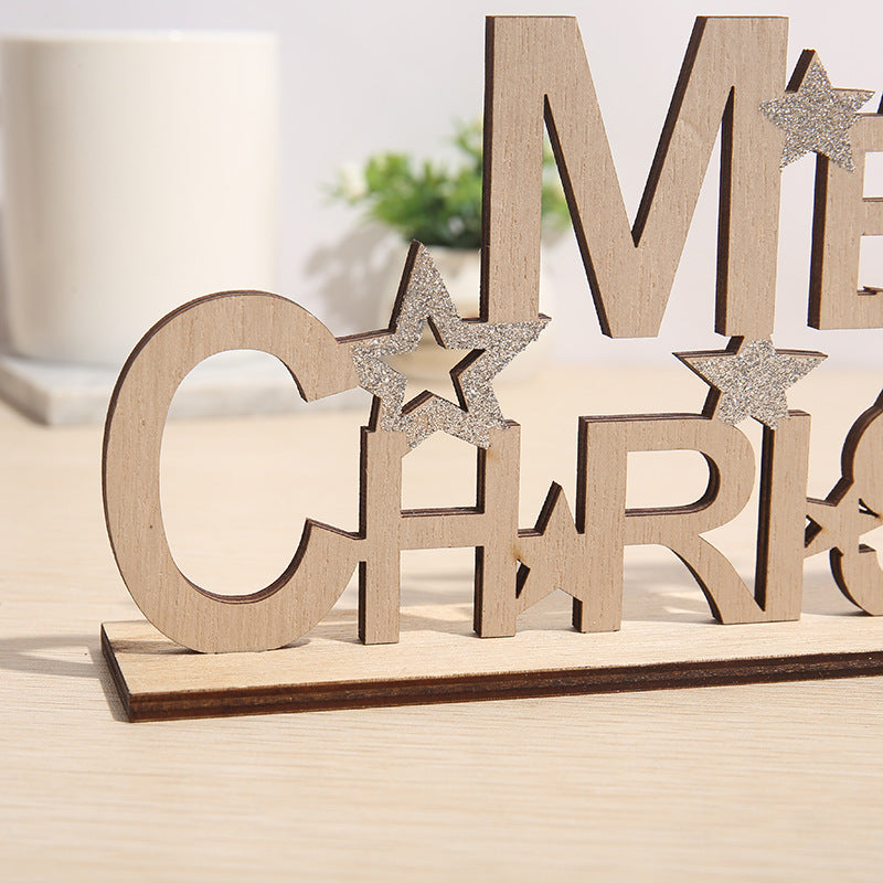 Merry Christmas Sign Ornament with Glitter Star, Tabletop Decor, Bulk Quantity