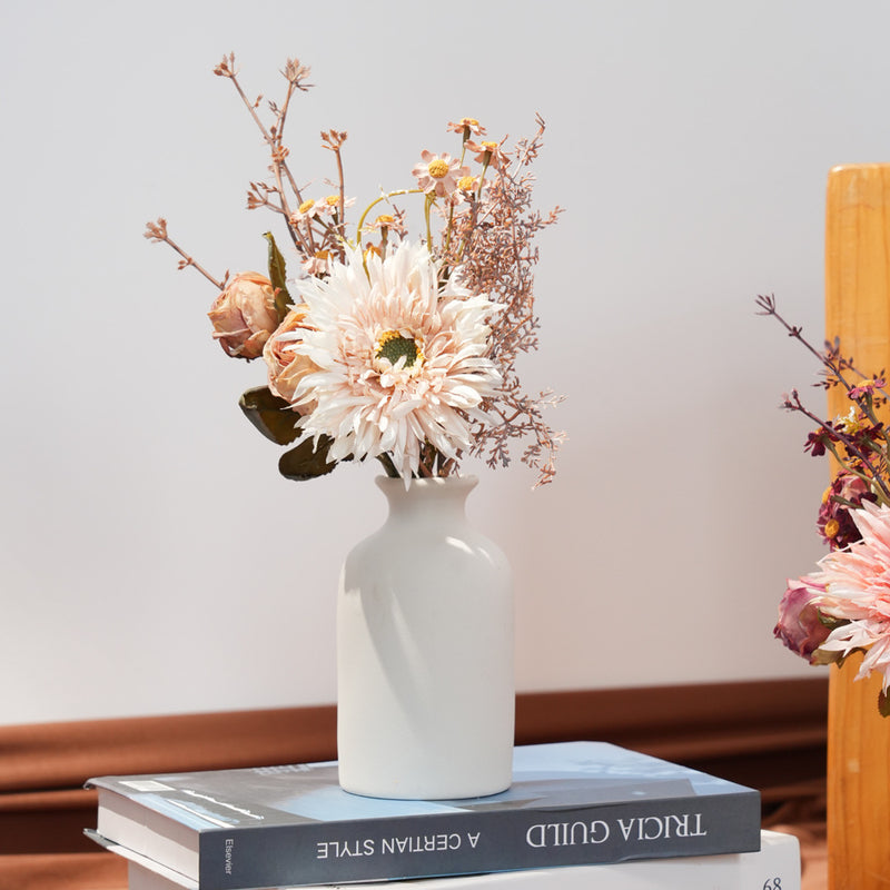 Artificial Peony Bouquet, 3-Bloom Silk-Like Flower Arrangement, 13" Tall, for Home Decor, Weddings & Events