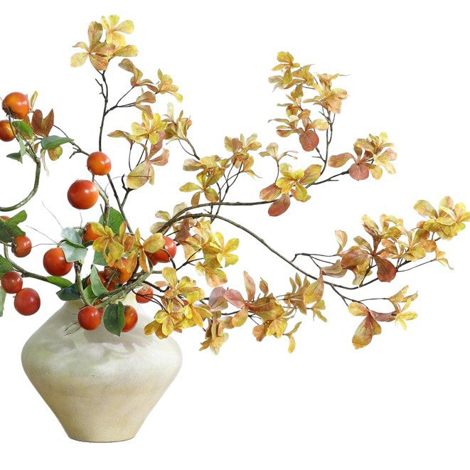 Artificial Nandina Hanging Bell Branch Bush, Autumn Gradient Faux Foliage, Faux Silk Fabric, Home, Hotel & Window Display