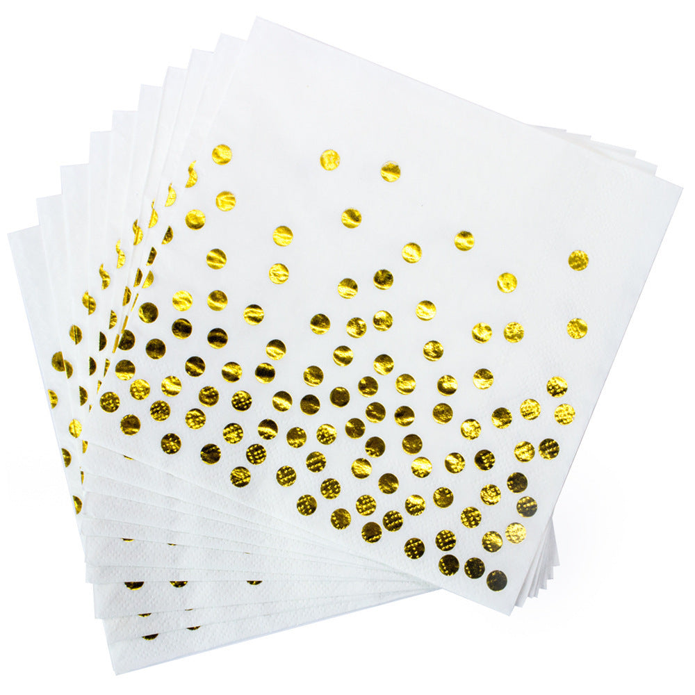 Bulk 50 Pcs Gold Disposable Dinnerware Set Paper Plates Paper Cups Paper Napkin Knife Fork Spoon Party Supplies Wholesale