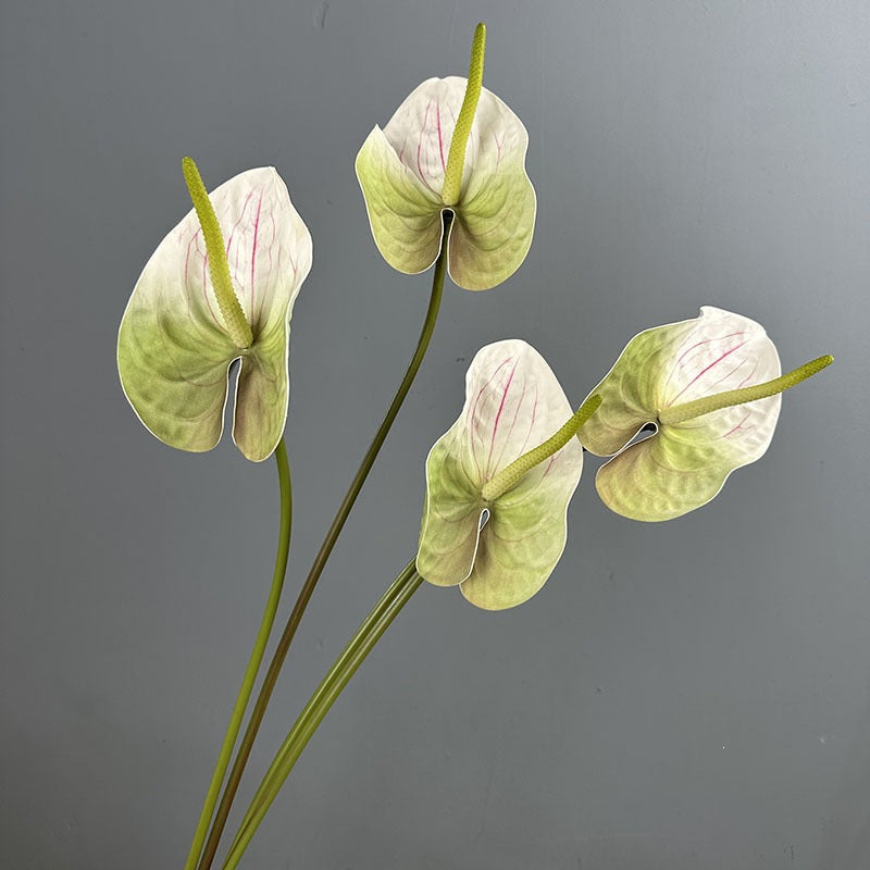 Single Stem Anthurium Artificial Flower, 28" Tall with 5" Bloom, Lifelike Red Flamingo Lily for Home & Event Decor