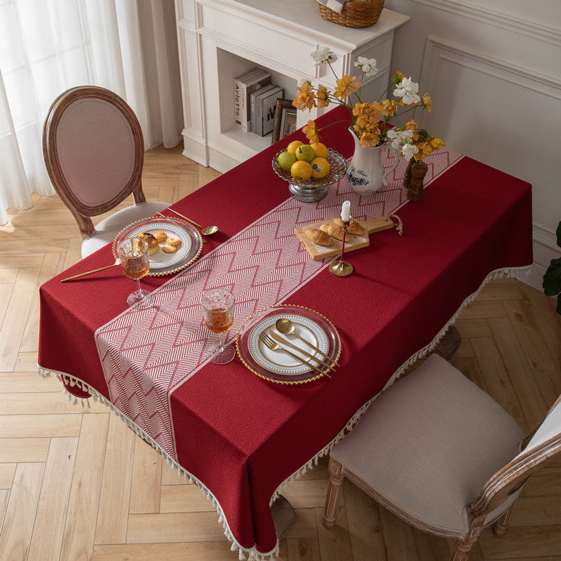 Bulk Vintage Tablecloths Linen Tablecloth with Tassels Wholesale