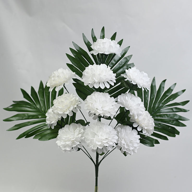 12-Bloom Artificial Chrysanthemum Bush, UV-Resistant for Outdoor Use, 20" Tall