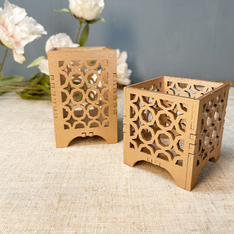 Bulk Pillar Candle Holder Hollow-out Wood Candlestick Decorative for Home Garden Wedding Party Table Centerpiece Wholesale