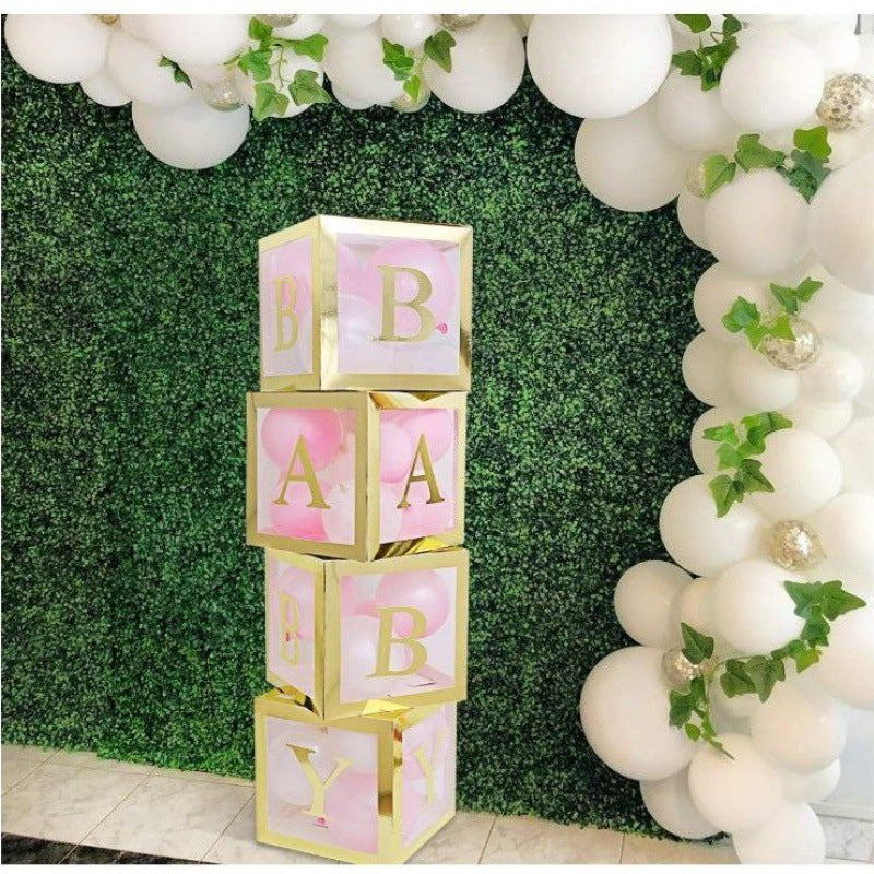 Bulk 4 Pcs Clear Balloon Boxes with Letters for Baby Shower Birthday Party Backdrop Decor Wholesale