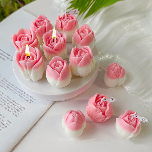 Valentine’s Day Tulip Candle Decor - Romantic Ambiance Accent for V-Day Tables & Bedrooms