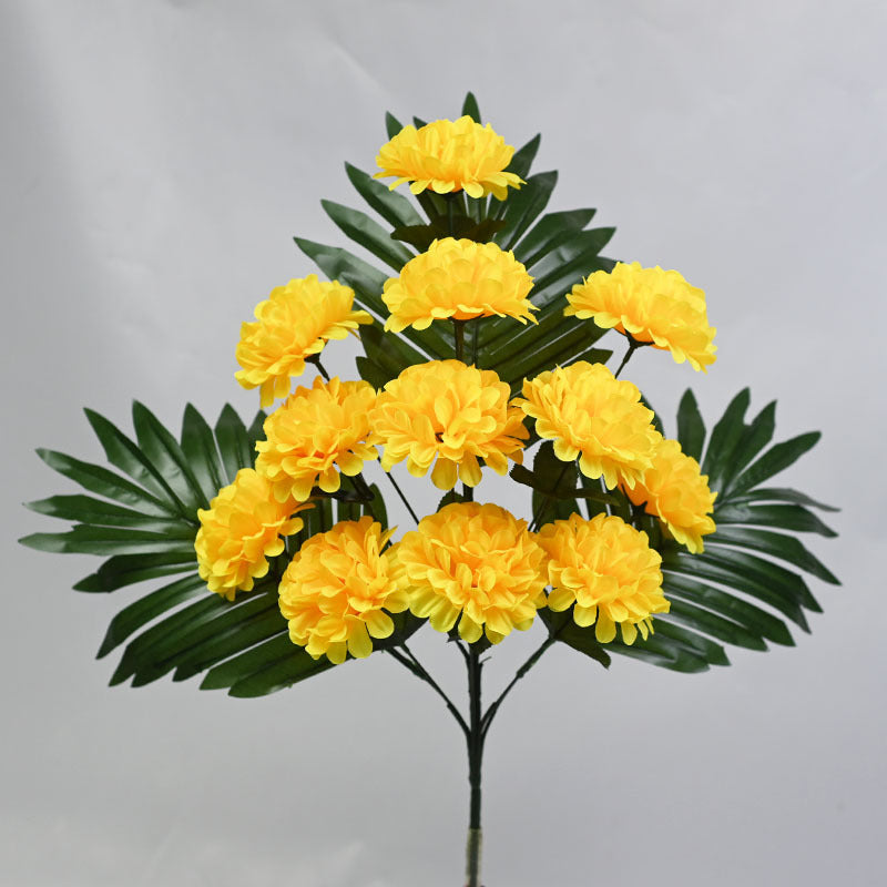 12-Bloom Artificial Chrysanthemum Bush, UV-Resistant for Outdoor Use, 20" Tall